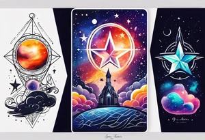 3 stars space art tattoo with deep meaning of happy future and hope tattoo idea