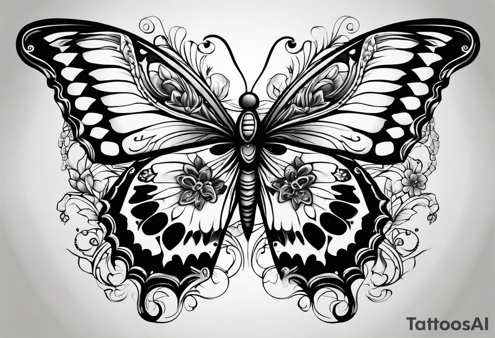 butterfly more manly with day of the dead tattoo idea