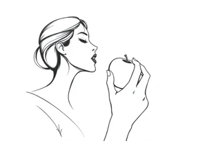 Beautiful  seductive woman eating an apple tattoo idea