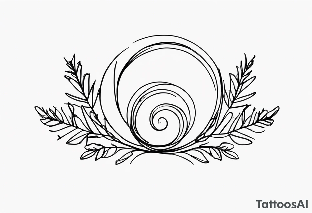 Three spirals in a line and sprig of heather tattoo idea