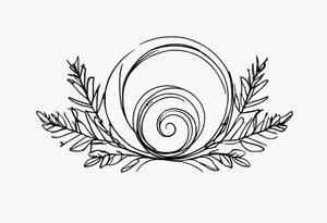 Three spirals in a line and sprig of heather tattoo idea