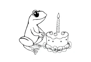 A frog and a birthday cake tattoo idea