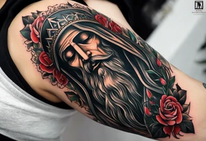 A religious forearm tattoo portraying life and death tattoo idea