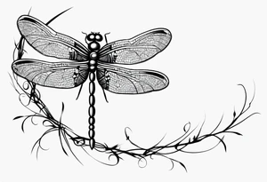 fine line barbed wire small dragonfly tattoo idea