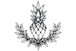 Bushy crown pineapple vagina,  design to go over vagina , erotic vagina  area design, anus to be at the bottom tattoo idea