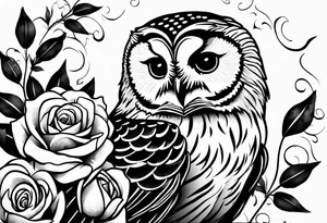 Barred owl with a rose tattoo idea