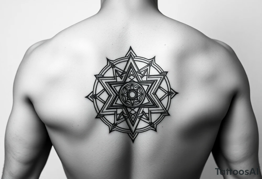 Sacred geometry thigh tattoo idea