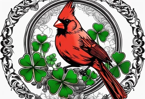 Cardinal and four leaf clover tattoo idea