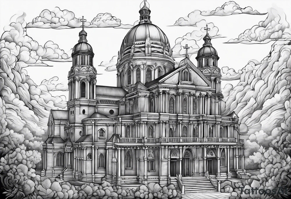 cathedral on fire tattoo idea
