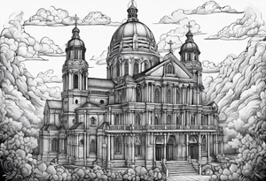 cathedral on fire tattoo idea