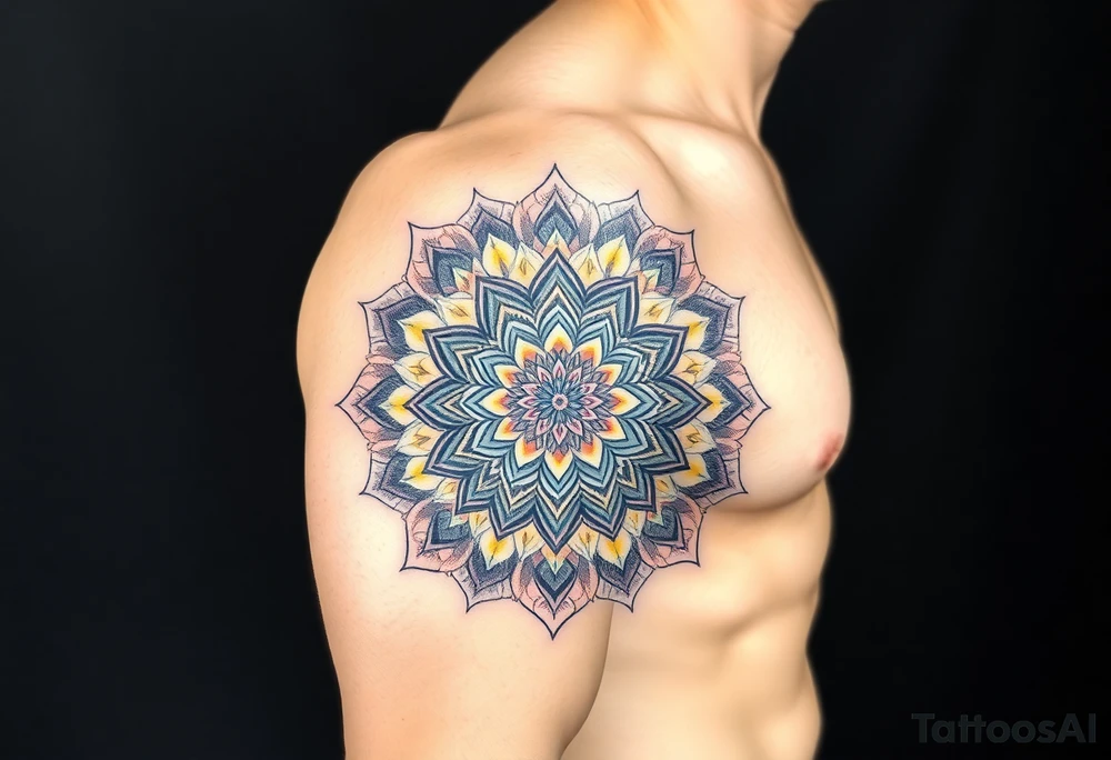 intricate mandala with honey combs filling in blank space tattoo idea