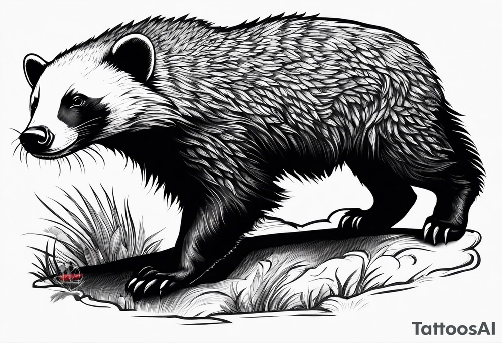 honey badger standing up on back legs tattoo idea