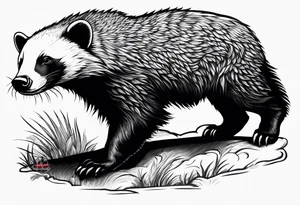 honey badger standing up on back legs tattoo idea