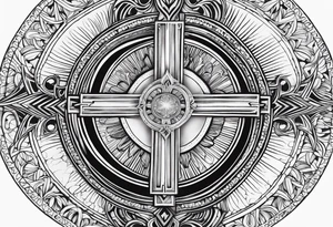 Religious cross with rays of sun, 08/21/2024 in with Jeremiah 29:11 tattoo idea
