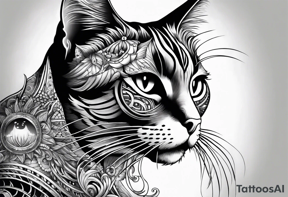 Cat with 8 eyes tattoo idea