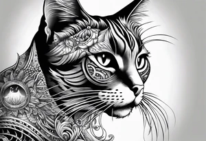 Cat with 8 eyes tattoo idea
