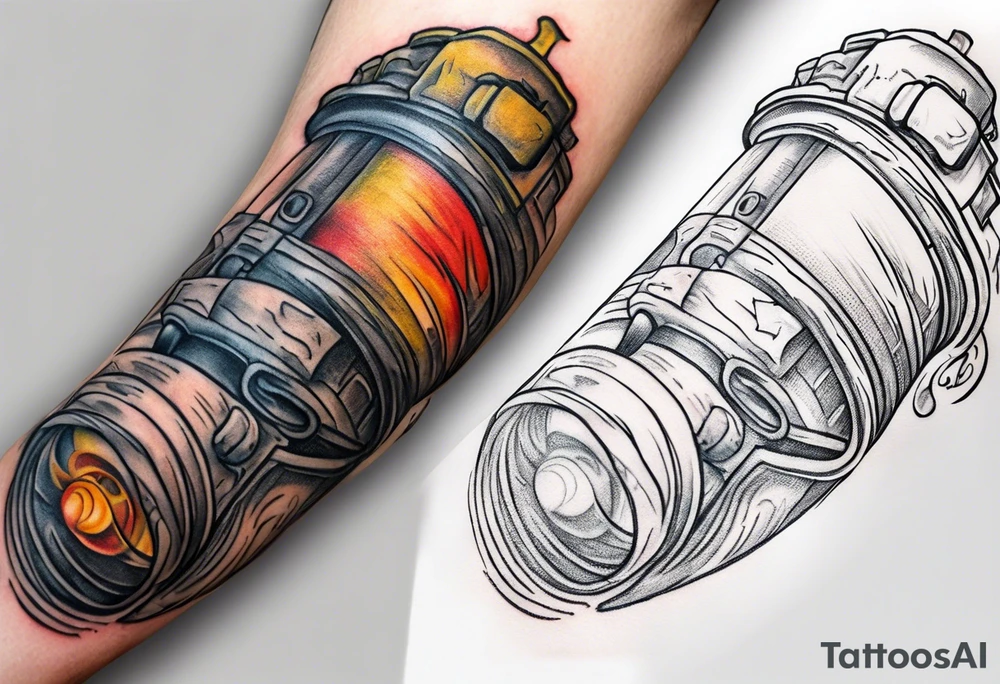 A forearm tattoo that includes firefighter hose tattoo idea