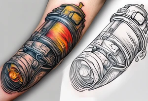 A forearm tattoo that includes firefighter hose tattoo idea