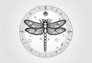 - all Moon phases with small dragonfly vertical, tattoo idea
