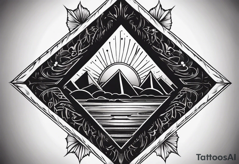 Sun drawing inside of a diamond shape tattoo idea Sun drawing inside of a diamond shape tattoo idea