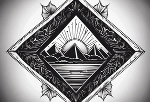 Sun drawing inside of a diamond shape tattoo idea