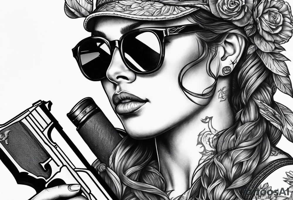 capricorn with sunglasses and shotgun tattoo idea