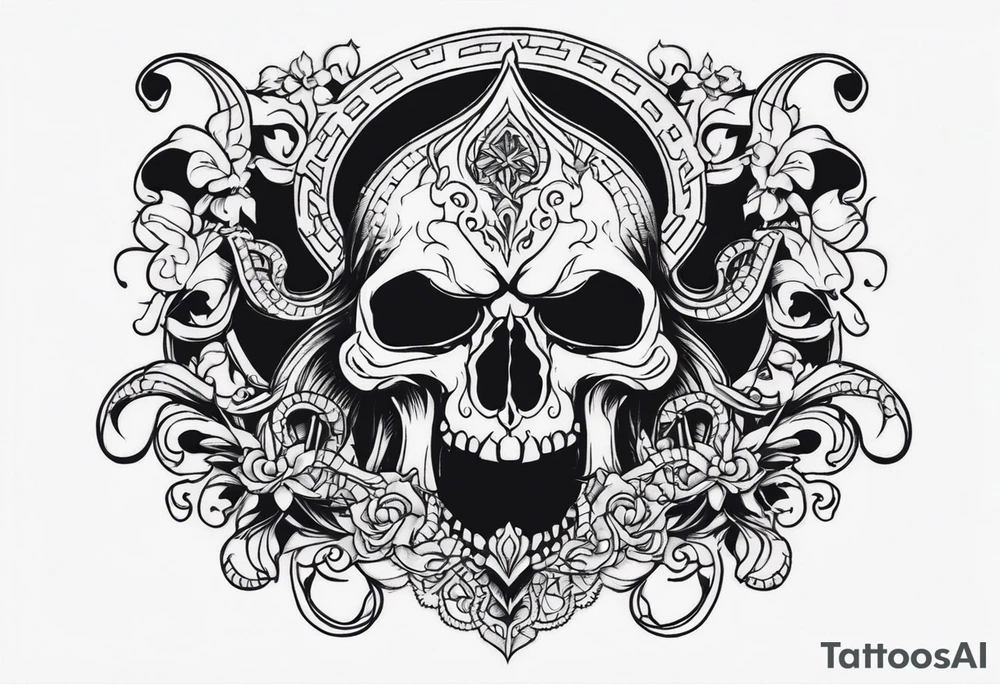 Evil navy coverup skull squid tattoo idea