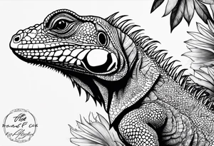 iguana line work tattoo idea