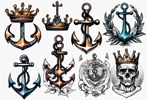 Anchor with a crown on top tattoo idea