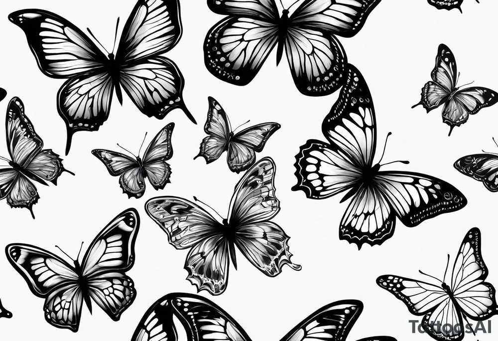 Butterflys around knife tattoo idea
