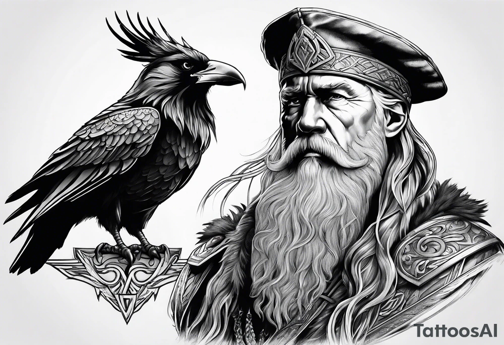 Odin with 2 crow tattoo idea
