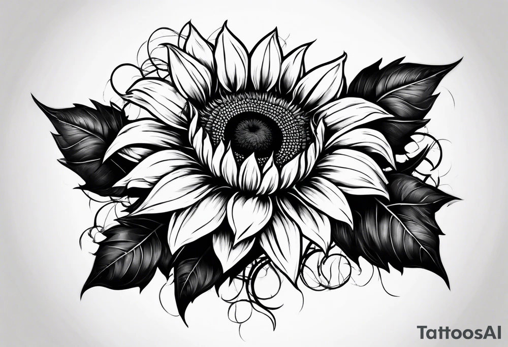 Sunflower and barbed wire half sleeve tattoo idea