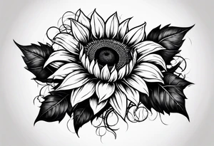 Sunflower and barbed wire half sleeve tattoo idea