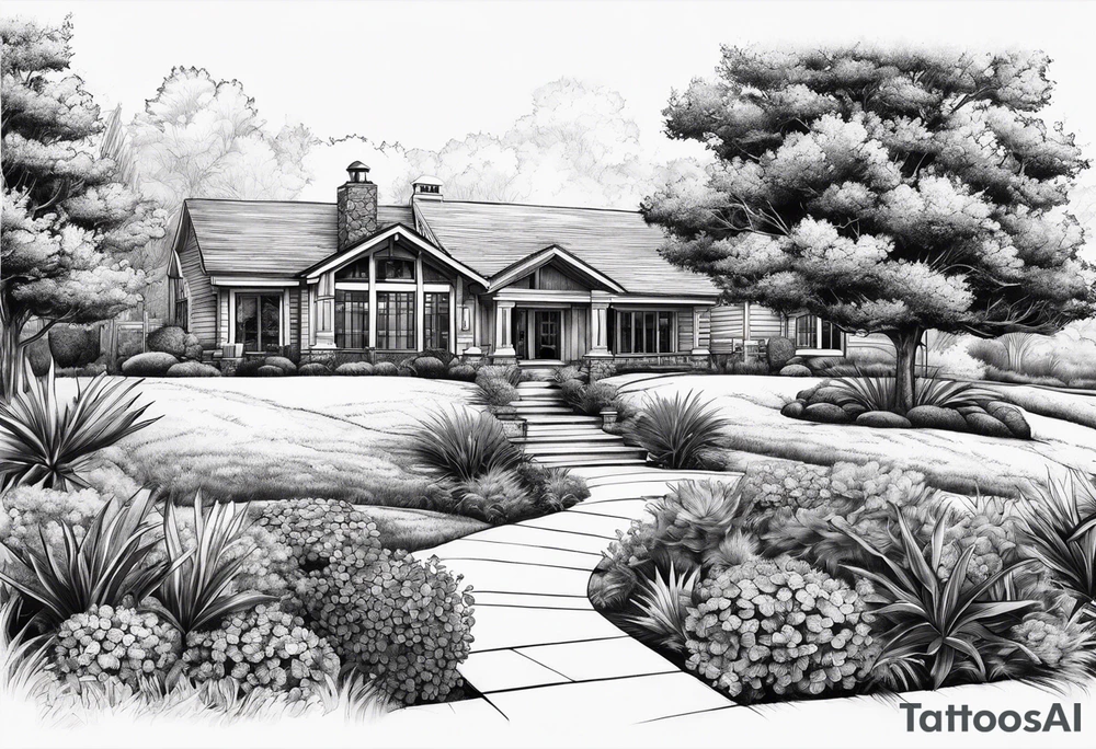 Landscaping with sprinklers tattoo idea