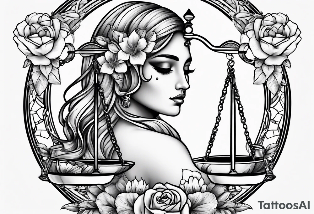 Libra with flowers tattoo idea