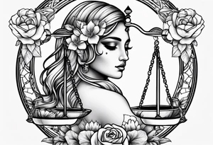 Libra with flowers tattoo idea