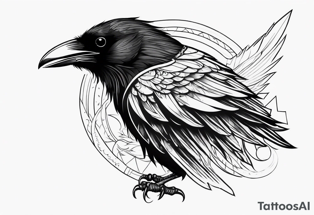 Black raven roaring in the sky tattoo idea