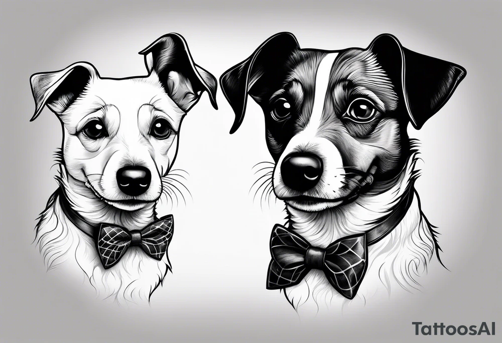 Jack Russel dog with a bow tie tattoo idea