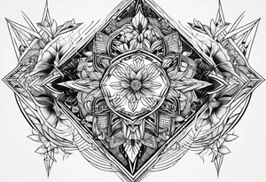 Vertical ways geometric shape tattoo idea