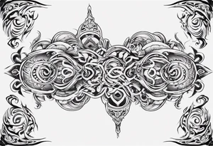 Black and white and ornamental style tattoo which will wrap around ankle horizontally which is larger in the centre tattoo idea