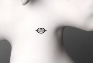 Feminine kiss mark tattooed on the neck with the initials lrs beside it tattoo idea