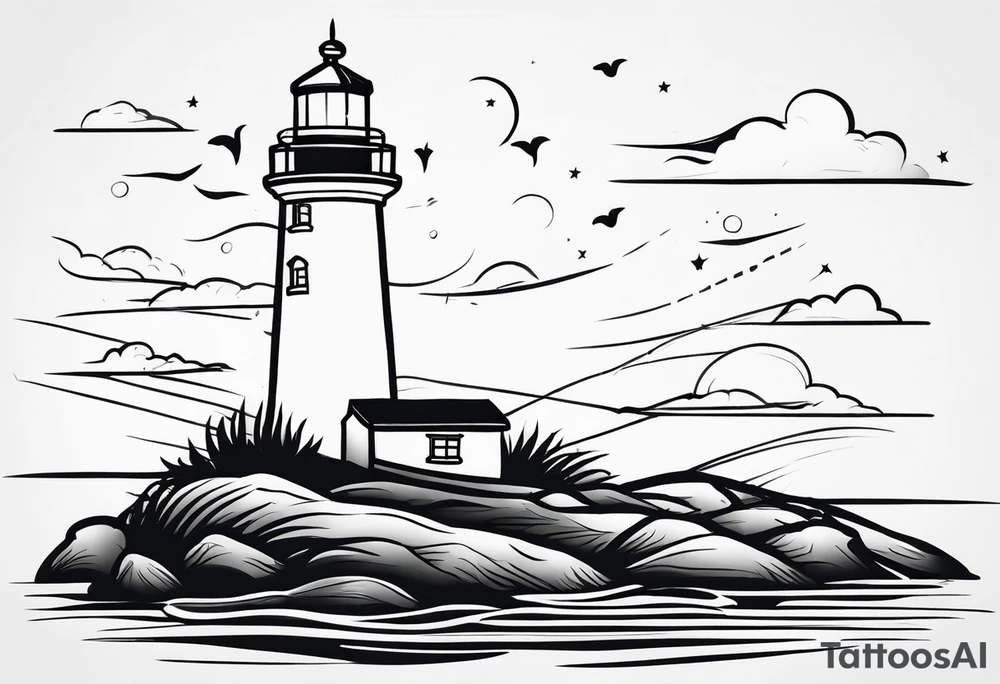 fancy lighthouse tattoo idea