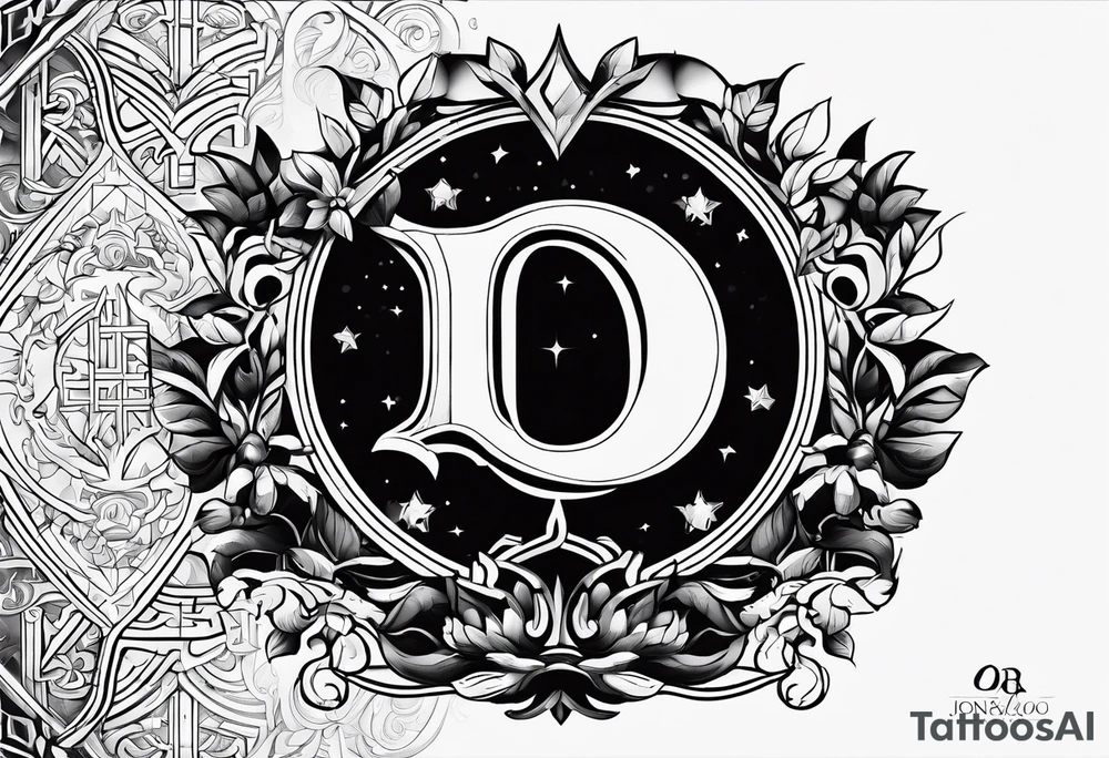 Greek Capital Letter Omega symbol black magic style tattoo idea