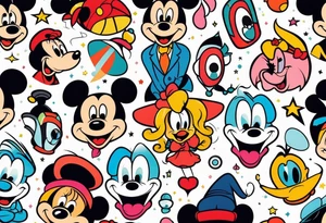 futuristic disney characters tattoo idea