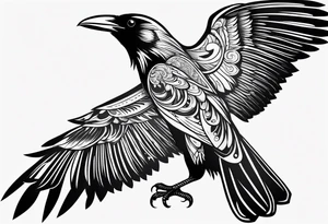 crow with open wings, only the outlines tattoo idea