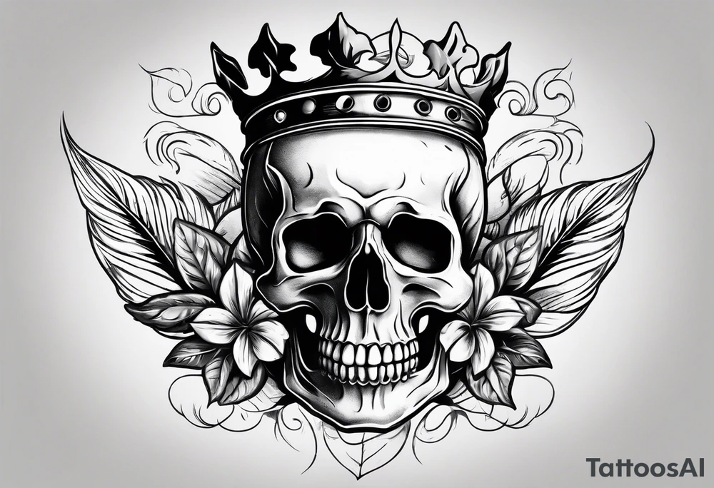 skull with a pot leaf in the background tattoo idea