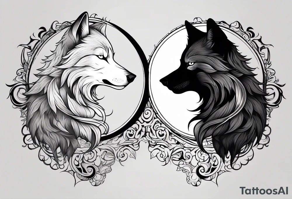 black wolf and white wolf in a ying yang style tattoo idea black wolf and white wolf in a ying yang style tattoo idea