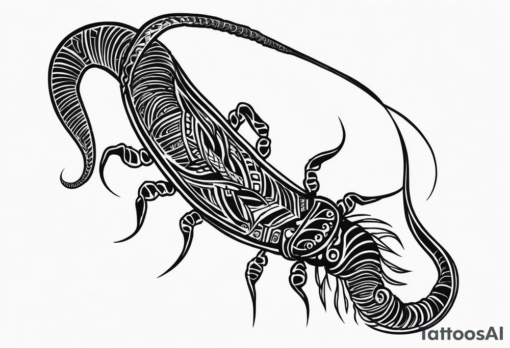 Long legs tribal centipede tattoo idea