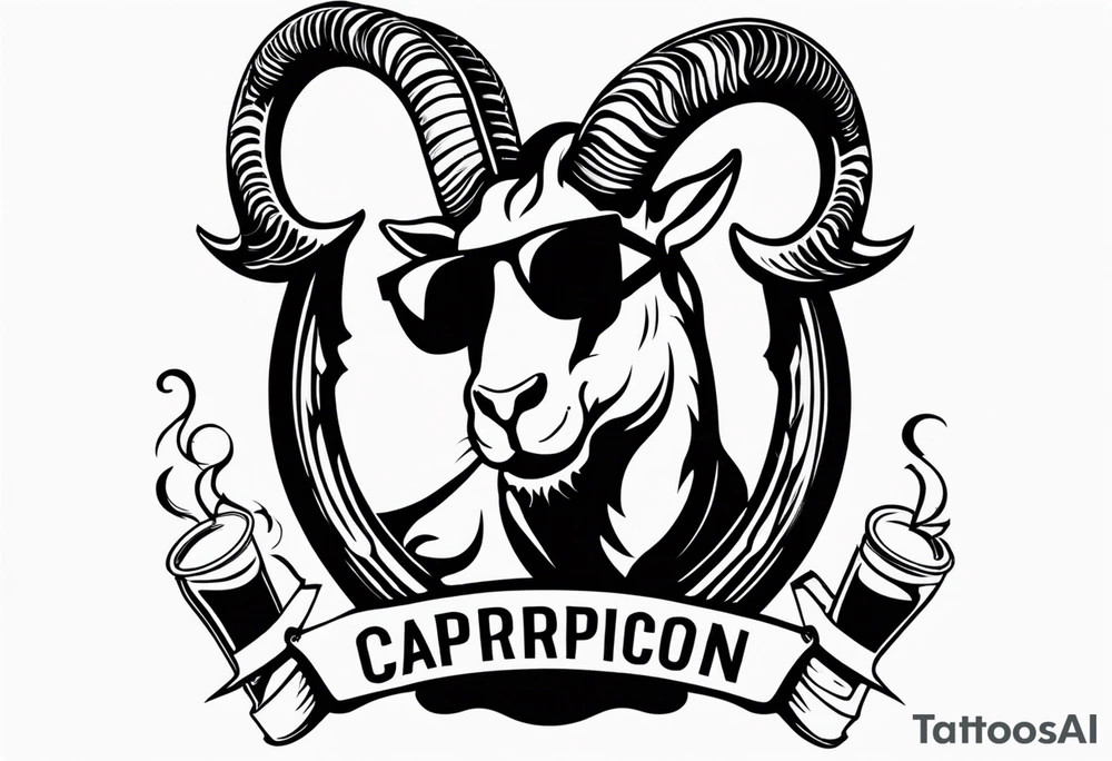 capricorn with sunglasses and shotgun tattoo idea
