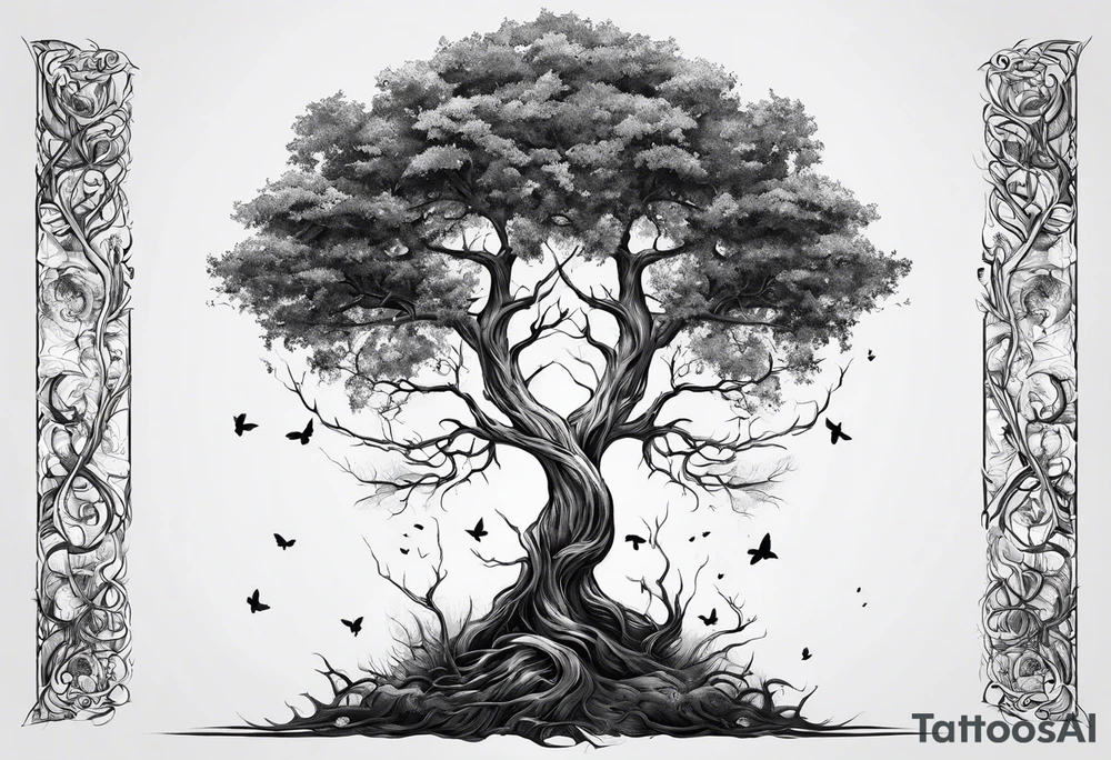 A tree progressing from death to life tattoo idea